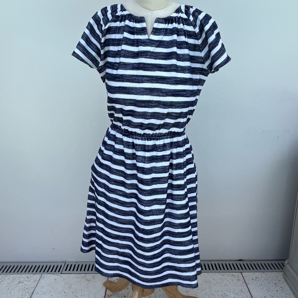 Old Navy Black and White Striped Midi Dress